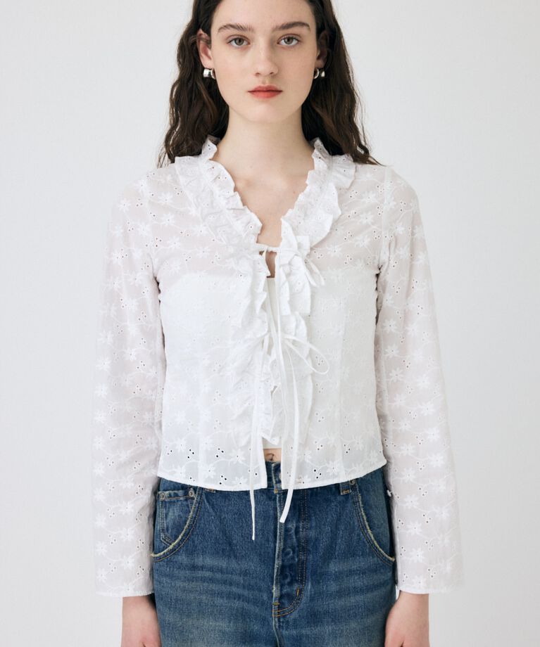 MOUSSY「FRONT TIE EYELET シャツ」|シャツ・ブラウス|