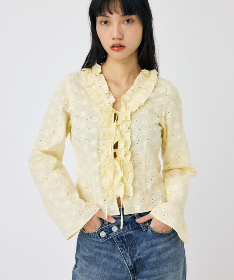 MOUSSY「FRONT TIE EYELET シャツ」|シャツ・ブラウス|