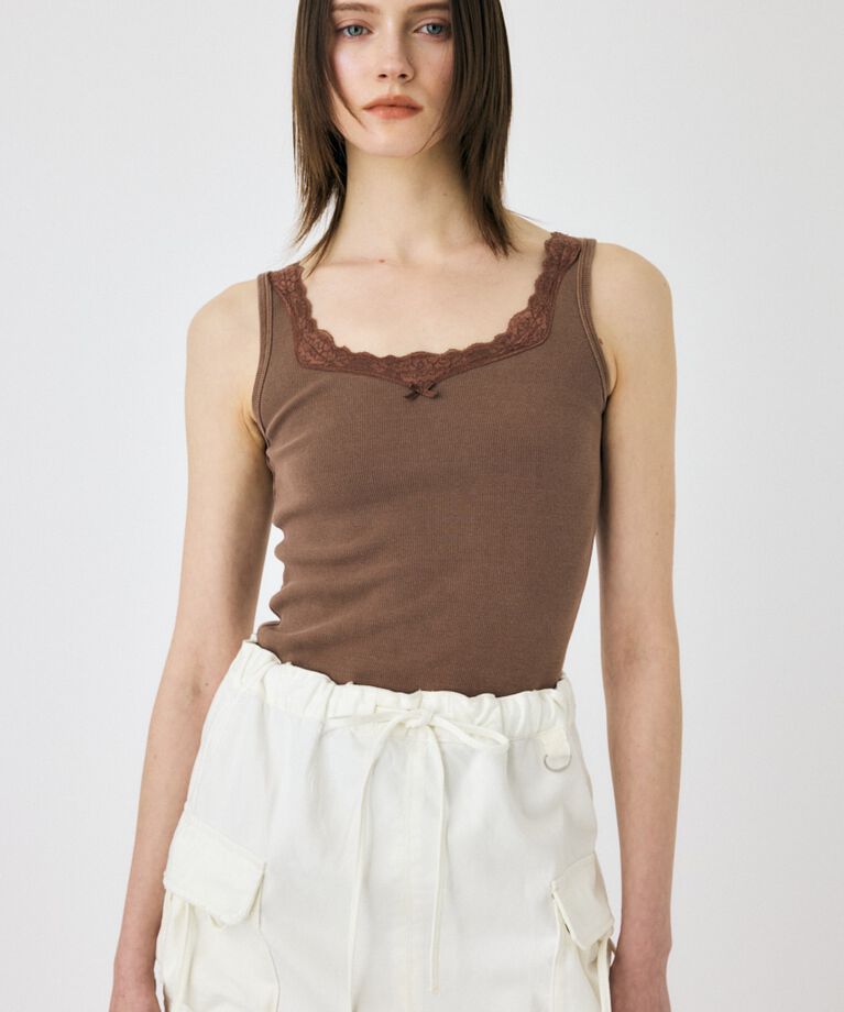MOUSSY「LACE TRIM タンクトップ」|タンクトップ|BRN