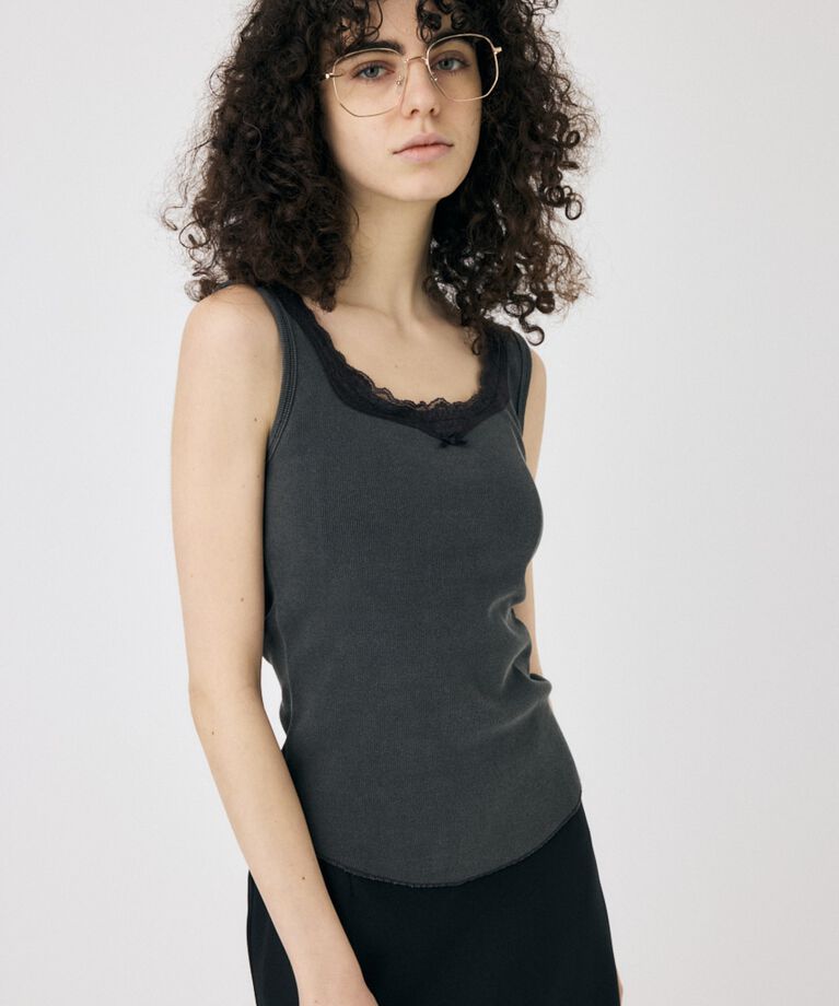 MOUSSY「LACE TRIM タンクトップ」|タンクトップ|GRY