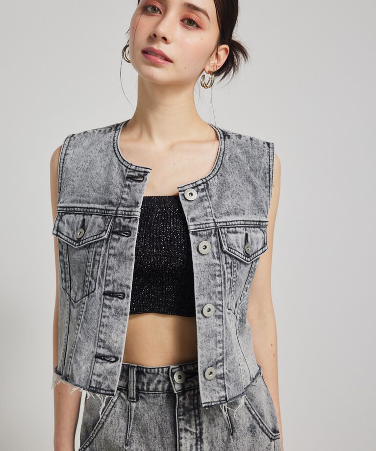 rienda「ノーカラーDENIMベスト」|その他|