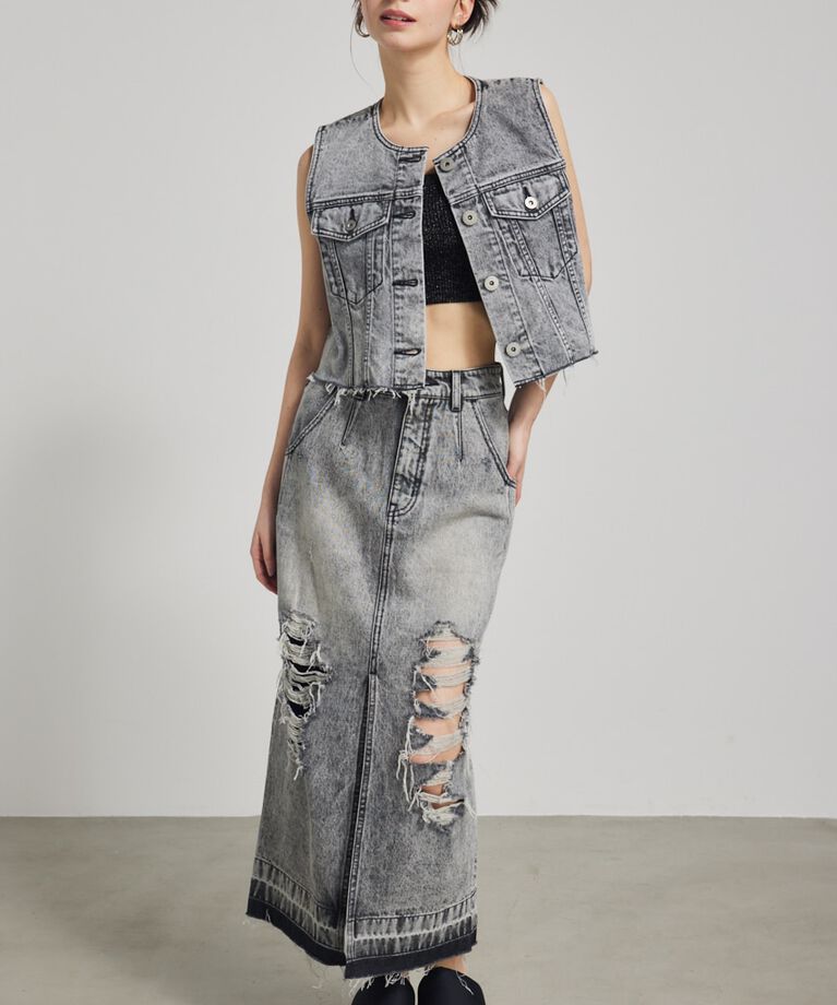 rienda「ノーカラーDENIMベスト」|その他|