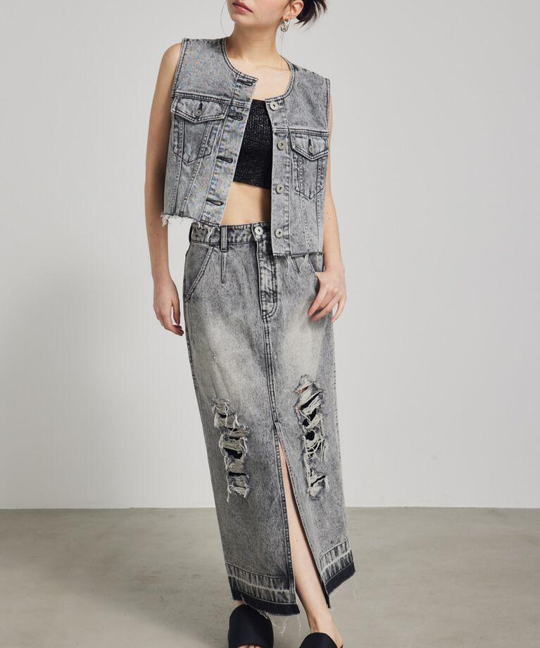 rienda「ノーカラーDENIMベスト」|その他|