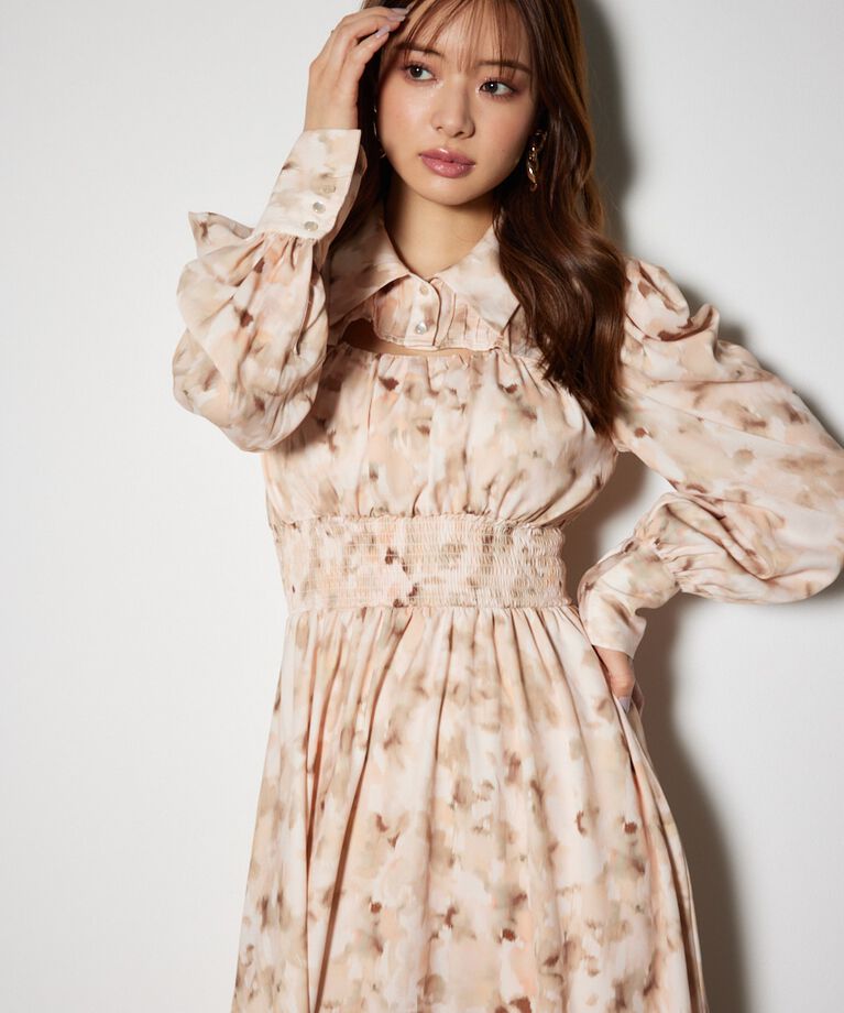 rienda「ウエストシャーリングシャツディテールワンピース」|ワンピース|