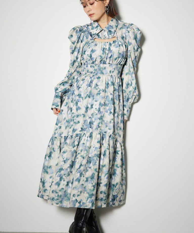 rienda「ウエストシャーリングシャツディテールワンピース」|ワンピース|