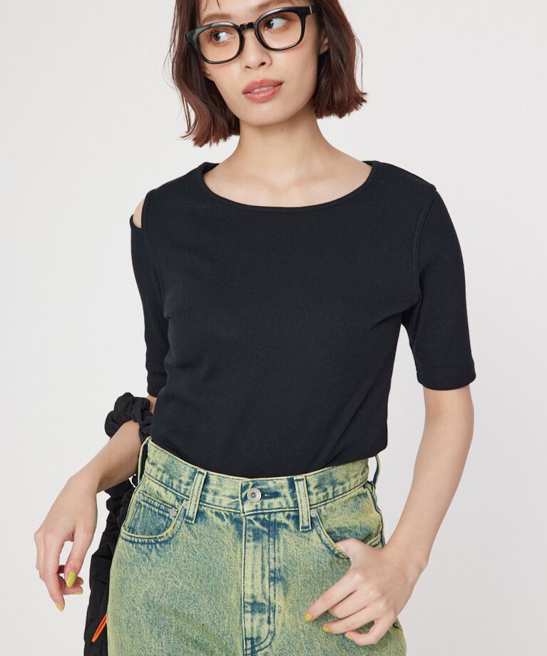 RODEO CROWNS「ショルダースリットトップス」|Tシャツ・カットソー|BLK