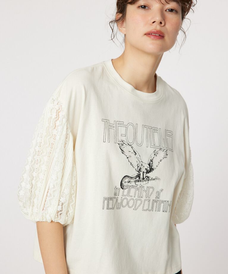 RODEO CROWNS「レーススリーブトップス」|Tシャツ・カットソー|O/WHT1