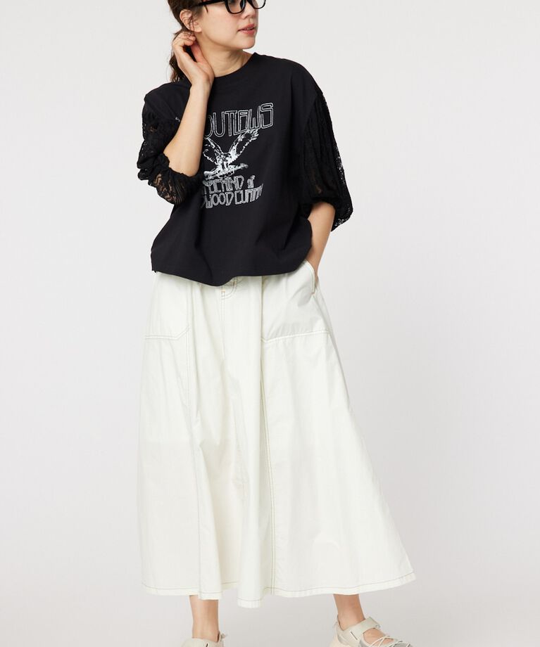 RODEO CROWNS「レーススリーブトップス」|Tシャツ・カットソー|