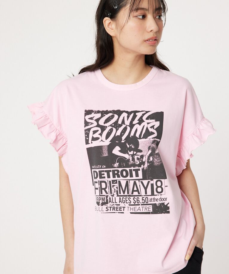 RODEO CROWNS「Vintage Flyerフリル Tシャツ」|Tシャツ・カットソー|L/PNK1