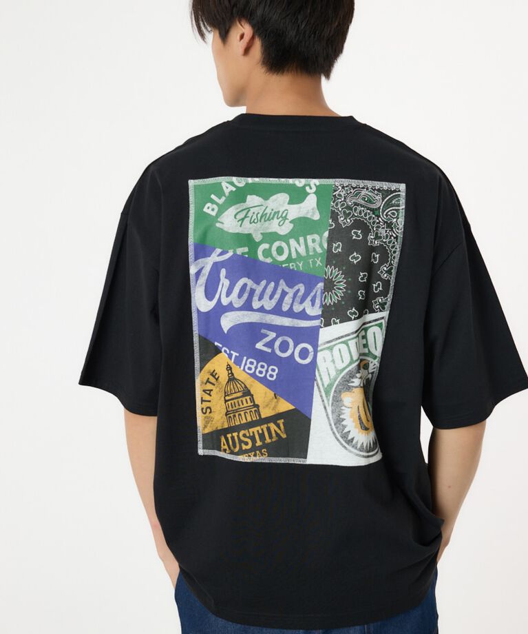 RODEO CROWNS「バックパッチワークイラストTシャツ」|Tシャツ・カットソー|BLK