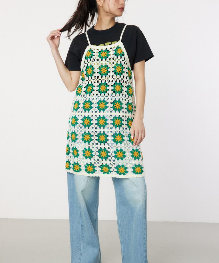 RODEO CROWNS「FLOWERクロシェキャミミニワンピース」|ワンピース|柄WHT5