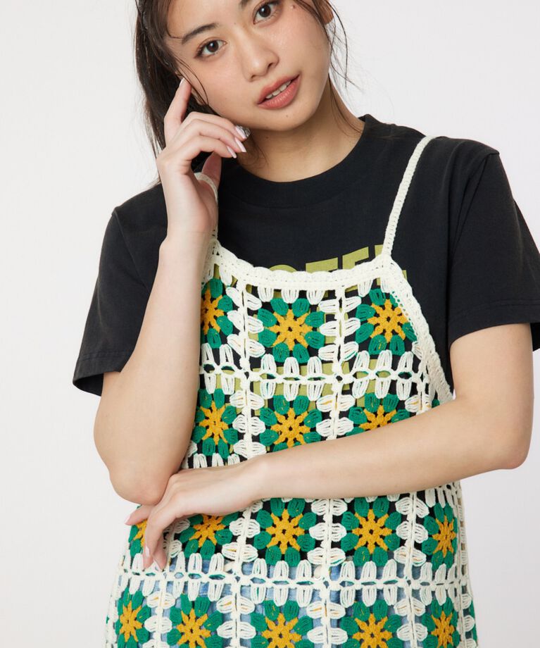 RODEO CROWNS「FLOWERクロシェキャミミニワンピース」|ワンピース|