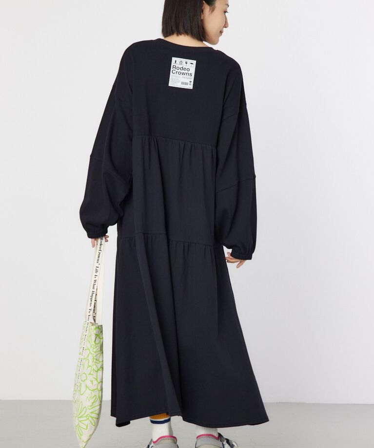 RODEO CROWNS「ネームパッチティアードマキシワンピース」|ワンピース|BLK