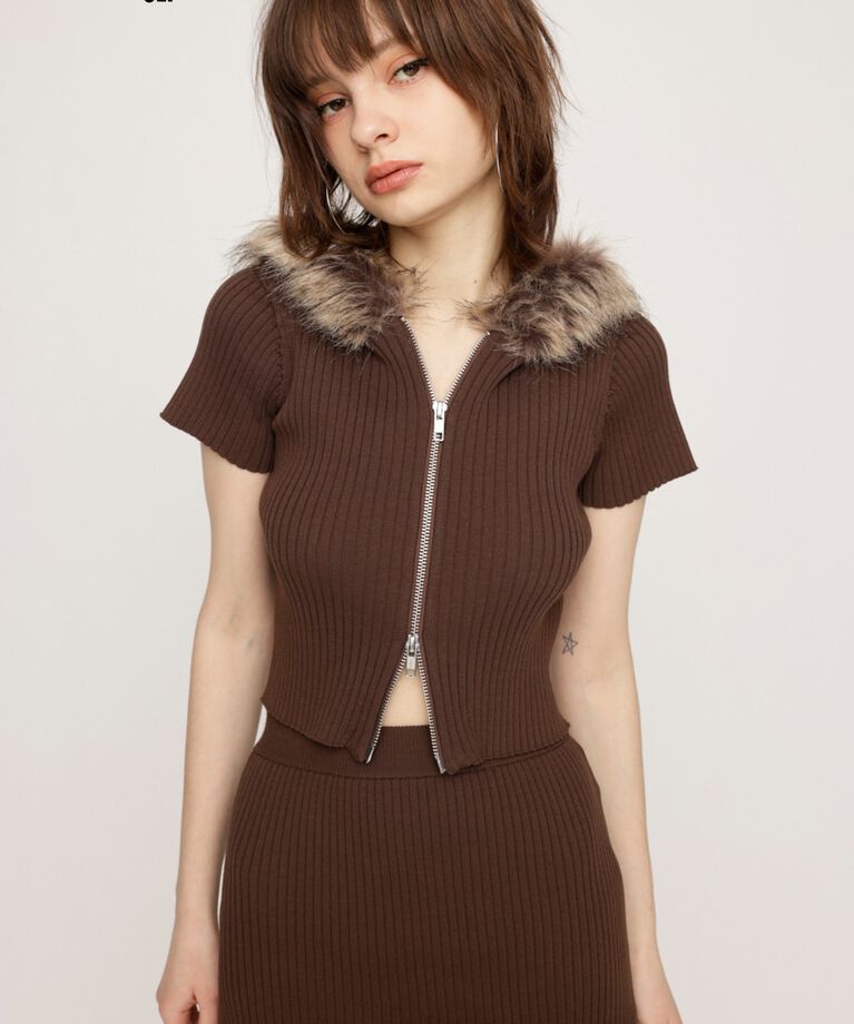 SLY「HinaYoshiharaxSLY KNIT HOODIE」|ニット・セーター|BRN