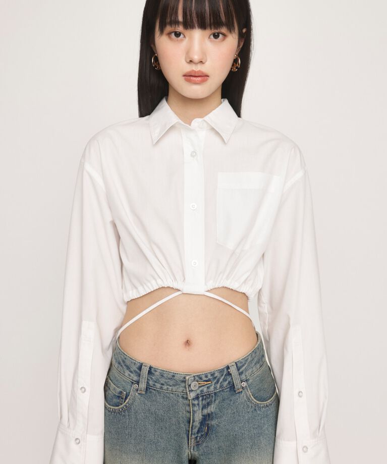 SLY「RIBBON CROP シャツ」|シャツ・ブラウス|WHT
