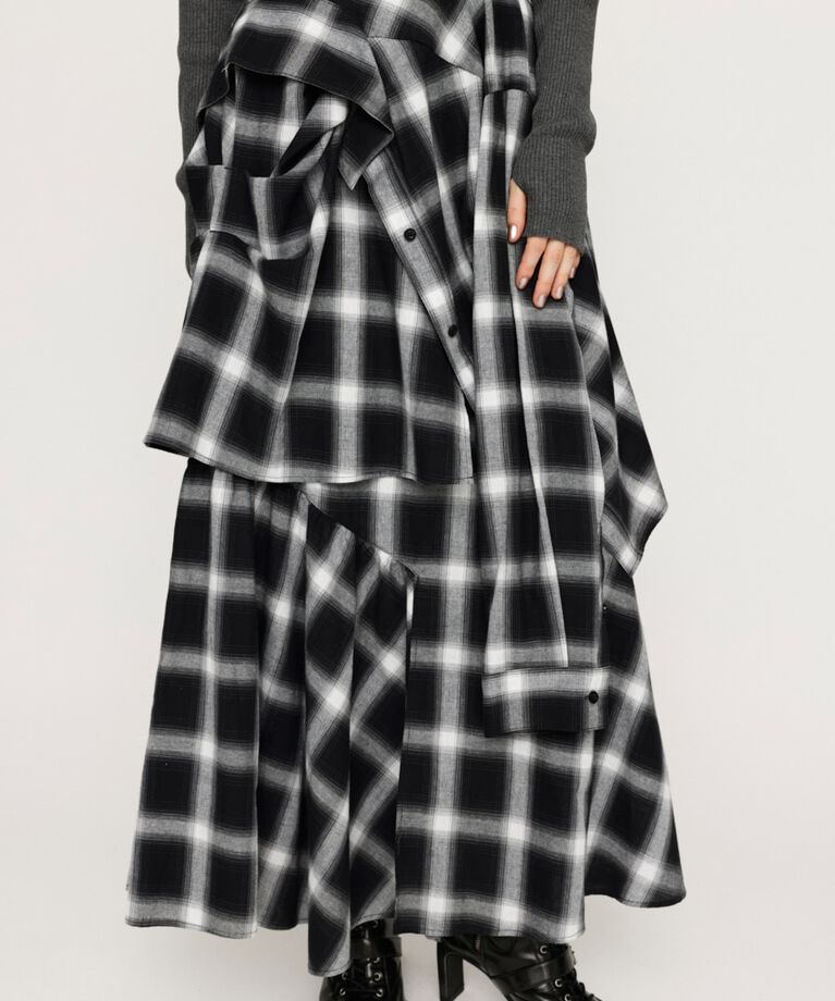 SLY「PLAID LAYERED ロングスカート」|スカート|