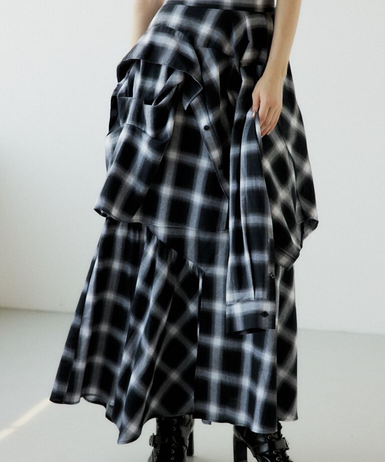 SLY「PLAID LAYERED ロングスカート」|スカート|