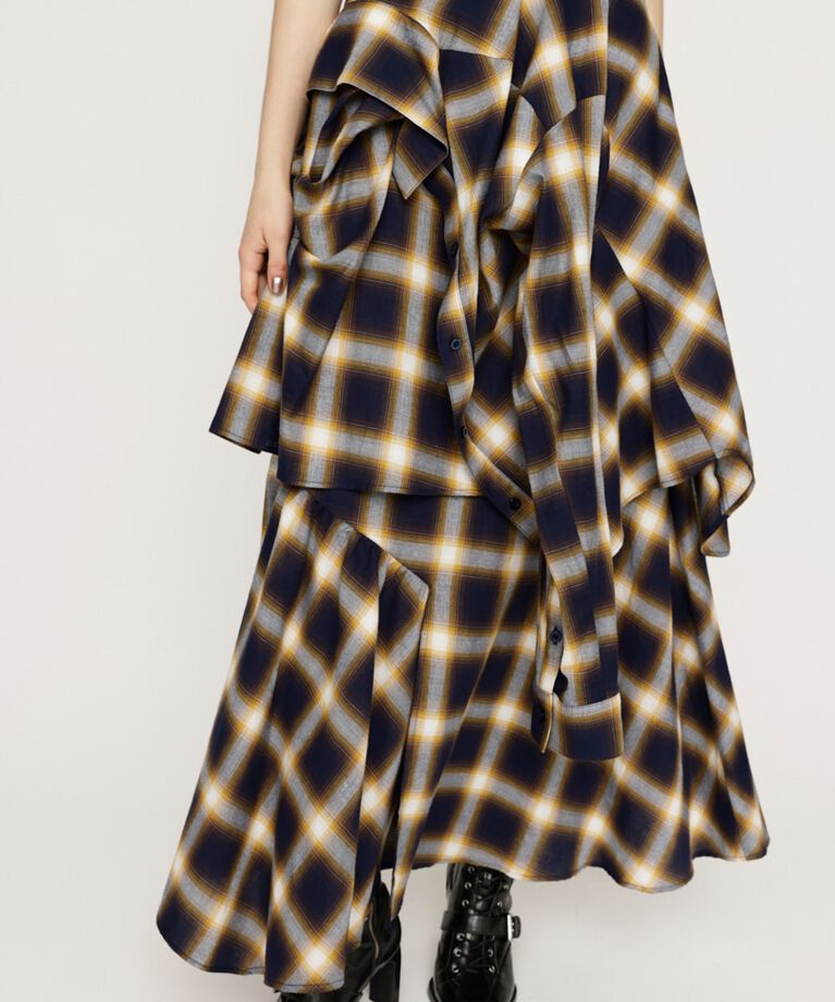 SLY「PLAID LAYERED ロングスカート」|スカート|M/YEL7