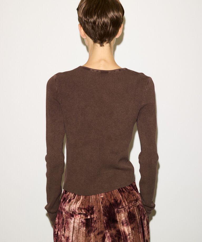SLY「SLANT BUTTON HG RIB トップス」|ニット・セーター|