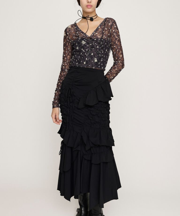 SLY「SMOCKING RIBBON DESIGN スカート」|スカート|