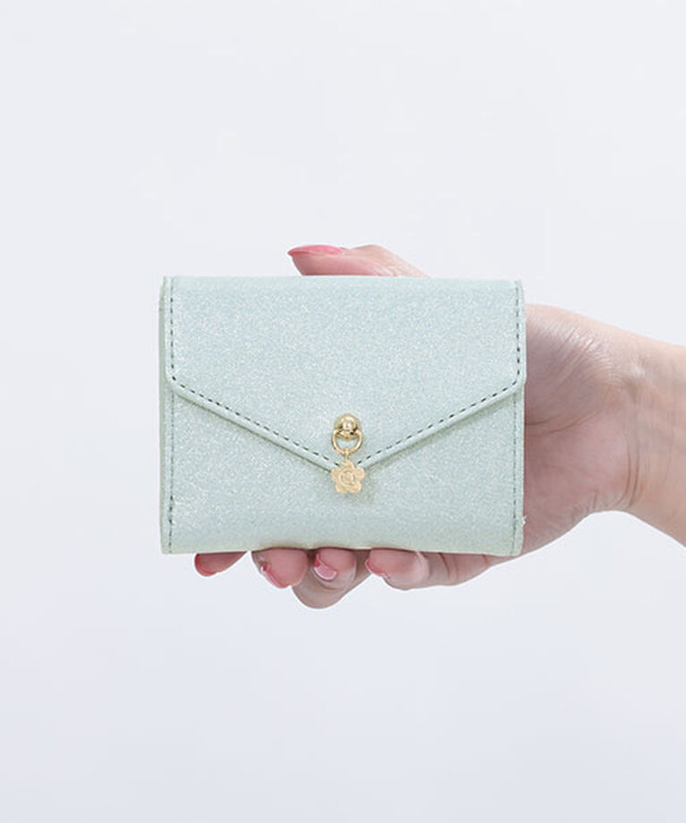 MARY QUANT「ラメフィルム ミニウォレット」|財布|ブルー
