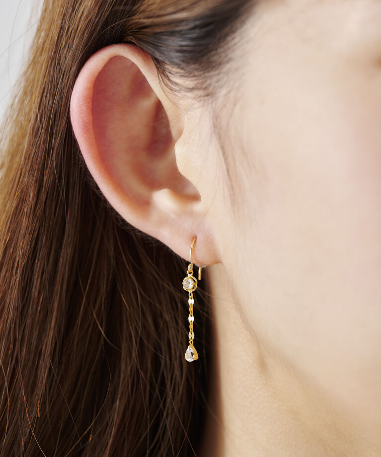 newme by Samantha Thavasa「ホワイトトパーズ チェーンピアス」|ピアス|K18 YGxSILVER YGﾒｯｷ
