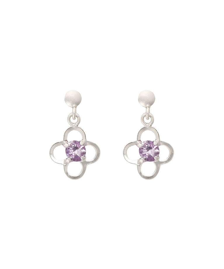 Samantha Tiara「K10WG フラワーモチーフピアス≪2月 誕生石≫」|ピアス|K10 WG