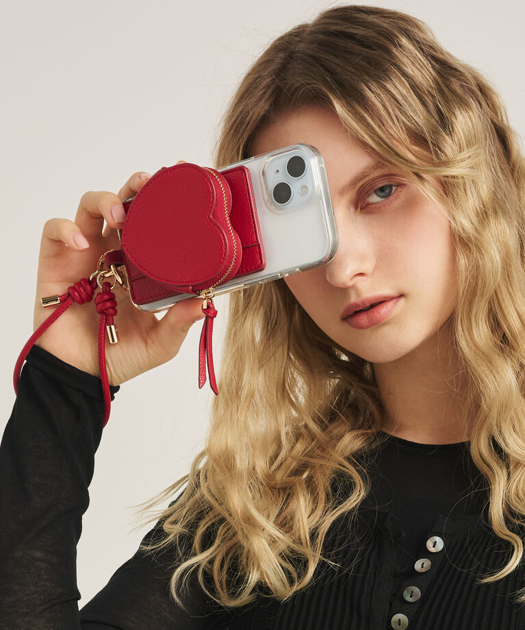 IROMEKI「MagSafe対応コインケース カードケース IROMEKI heart charm mag case」|ストラップ|red