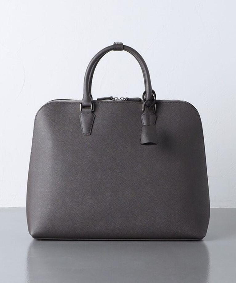 UNITED ARROWS「レザー ラウンド ブリーフケース」|ビジネスバッグ|MD.GRAY