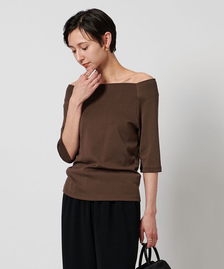 UNITED ARROWS「スクープドネック ハーフスリーブ カットソー」|Tシャツ・カットソー|DK.BROWN