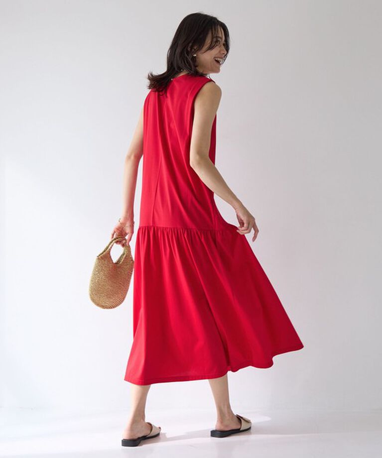 UNITED ARROWS green label relaxing「【結論シリーズ】シンプルリフトワンピース -UVカット・抗菌-［size SHORT/TALLあり］」|ワンピース|RED