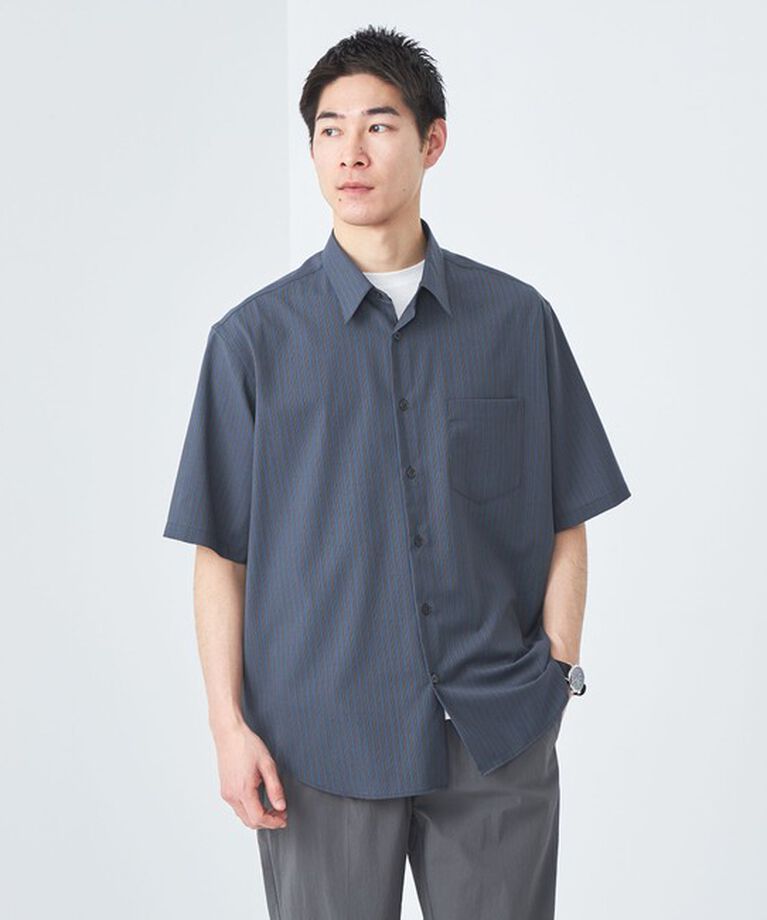 UNITED ARROWS green label relaxing「ウォッシャブルトロ ジャストルーズ ストライプ 半袖 シャツ  -ストレッチ-」|シャツ・ブラウス|