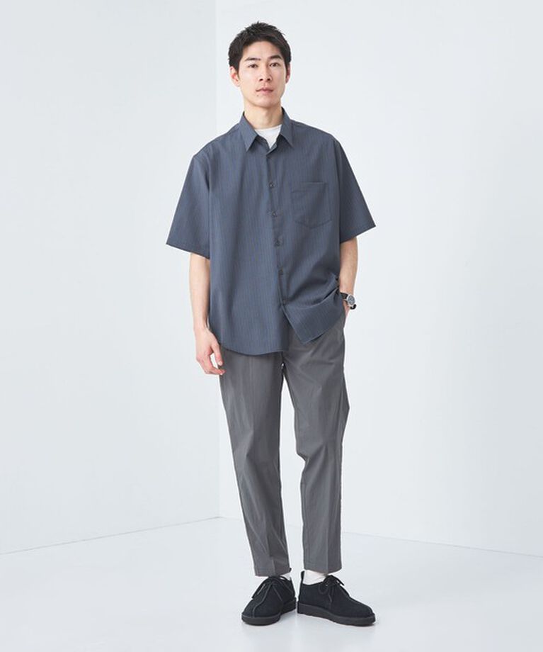 UNITED ARROWS green label relaxing「ウォッシャブルトロ ジャストルーズ ストライプ 半袖 シャツ  -ストレッチ-」|シャツ・ブラウス|