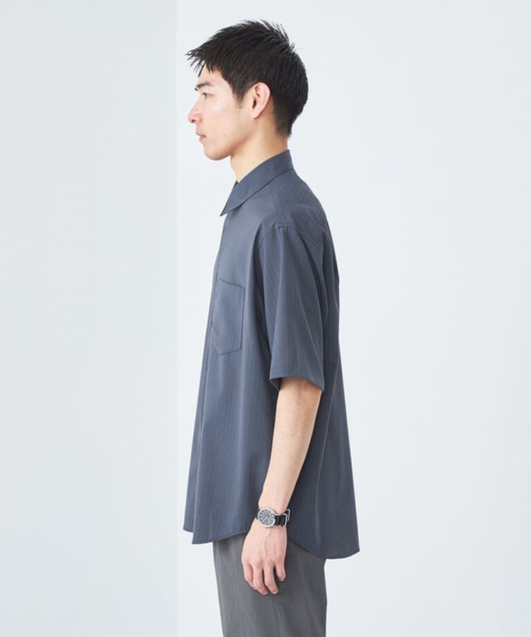 UNITED ARROWS green label relaxing「ウォッシャブルトロ ジャストルーズ ストライプ 半袖 シャツ  -ストレッチ-」|シャツ・ブラウス|