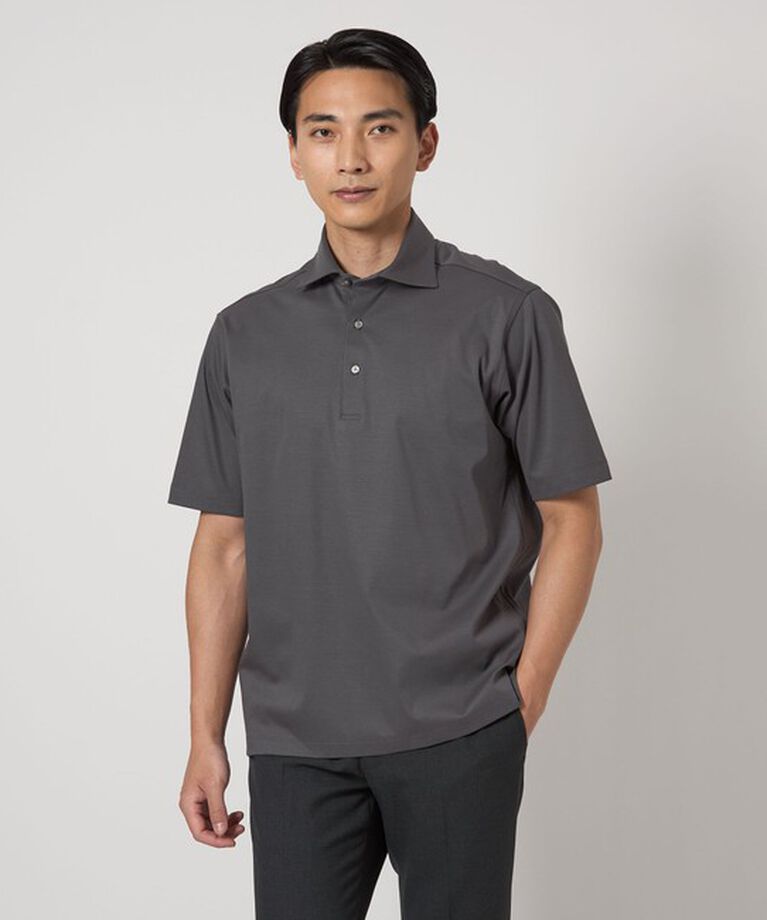 UNITED ARROWS green label relaxing「A/S ポンチ カッタウェイ ポロシャツ -汗染み防止-」|ポロシャツ|DK.GRAY