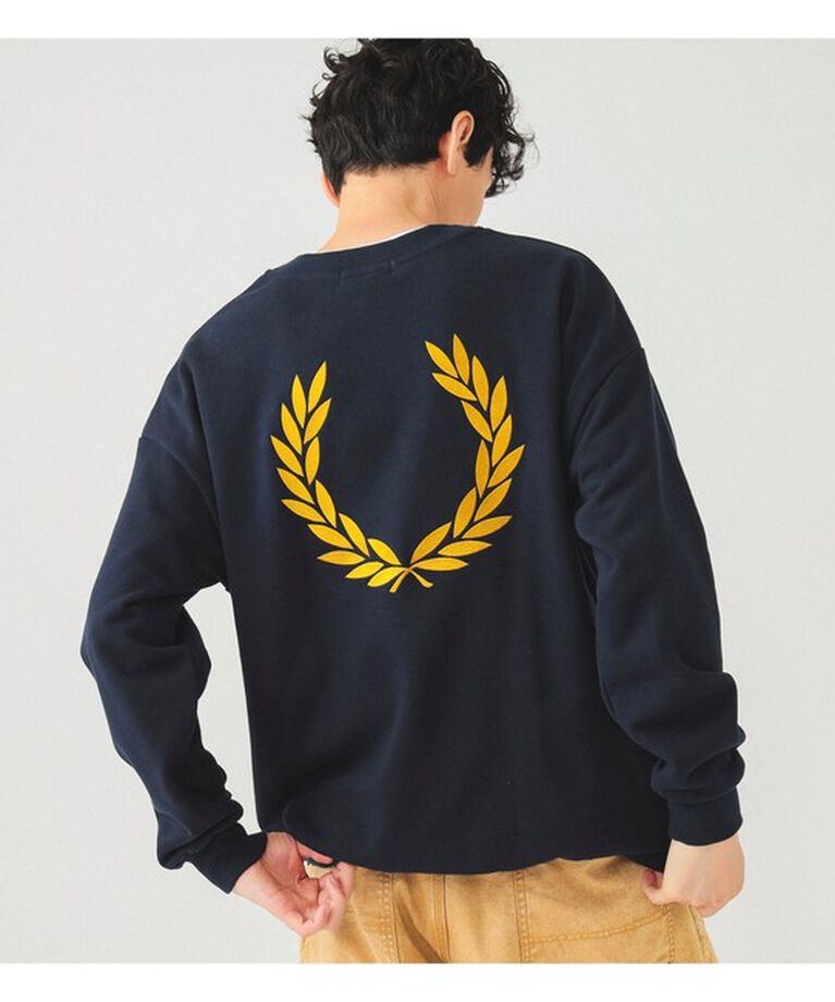 BEAMS「FRED PERRY / 別注 エンブロイダリー クルーネック スウェット」|スウェット・ジャージ|NAVY