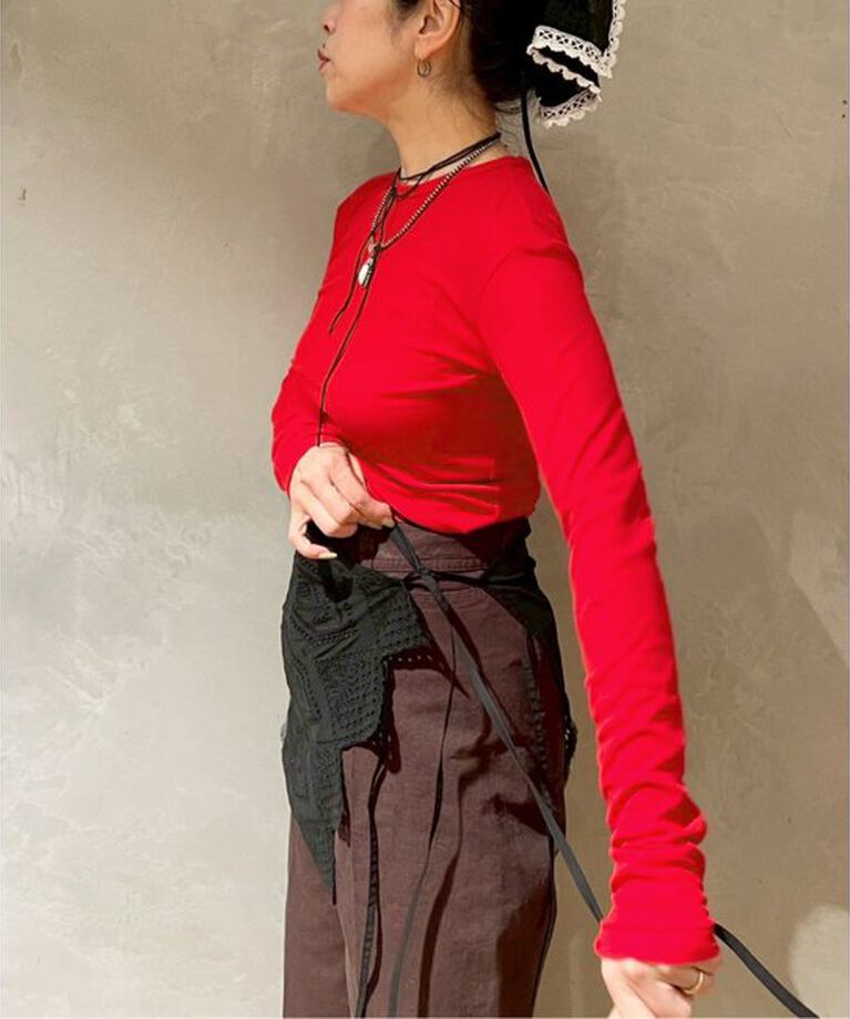 IENA LA BOUCLE「babaco/ババコ Twisted cotton back tied ロングスリーブプルオーバー BA01-CR25」|Tシャツ・カットソー|