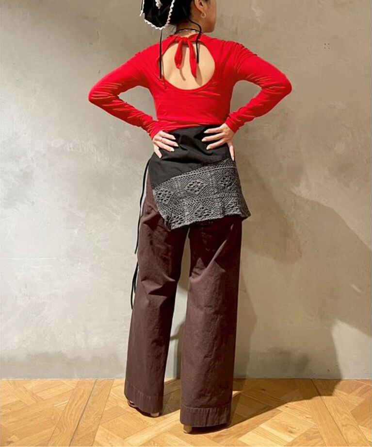 IENA LA BOUCLE「babaco/ババコ Twisted cotton back tied ロングスリーブプルオーバー BA01-CR25」|Tシャツ・カットソー|