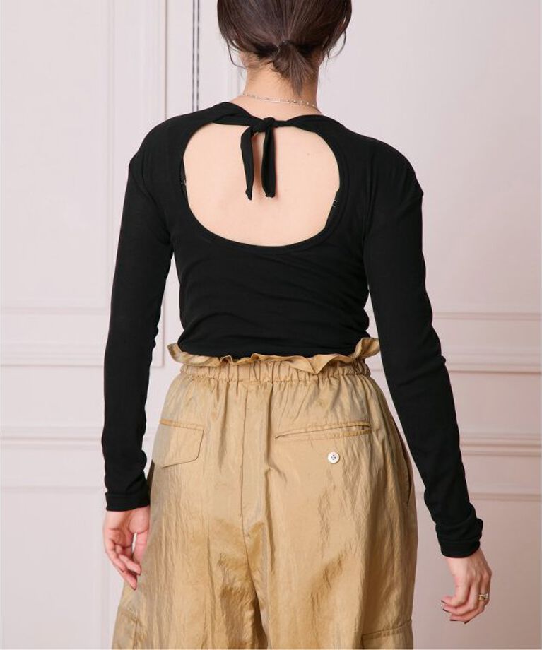 IENA LA BOUCLE「babaco/ババコ Twisted cotton back tied ロングスリーブプルオーバー BA01-CR25」|Tシャツ・カットソー|