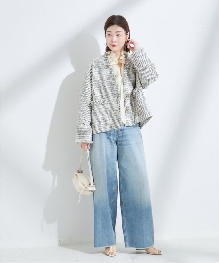 journal standard L'essage「GIOLICA ツイードVネック ジャケット」|ノーカラージャケット|