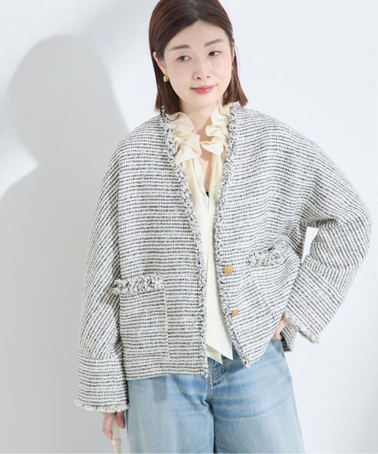 journal standard L'essage「GIOLICA ツイードVネック ジャケット」|ノーカラージャケット|
