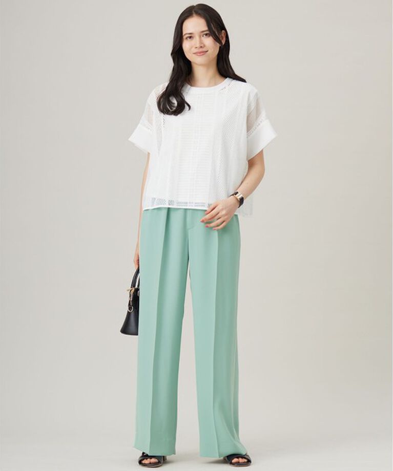自由区「【カタログ掲載・洗える】レースエッジ Tシャツ&タンクトップセット トップス」|Tシャツ・カットソー|