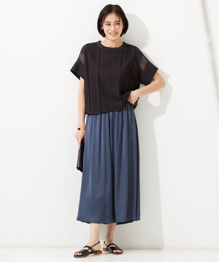自由区「【カタログ掲載・洗える】レースエッジ Tシャツ&タンクトップセット トップス」|Tシャツ・カットソー|