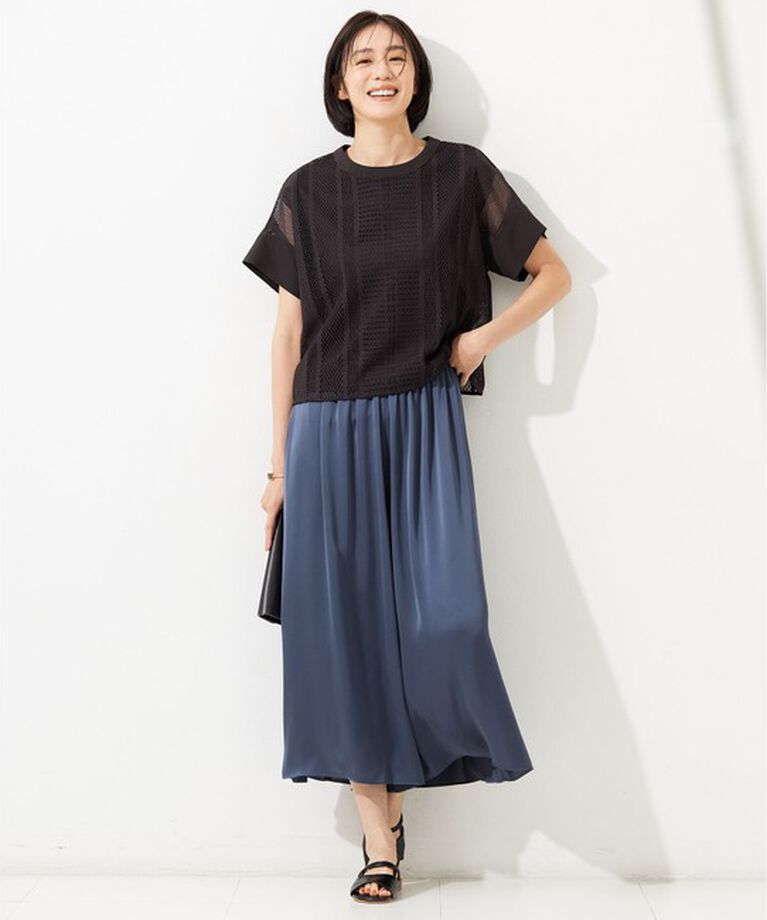 自由区「【カタログ掲載・洗える】レースエッジ Tシャツ&タンクトップセット トップス」|Tシャツ・カットソー|