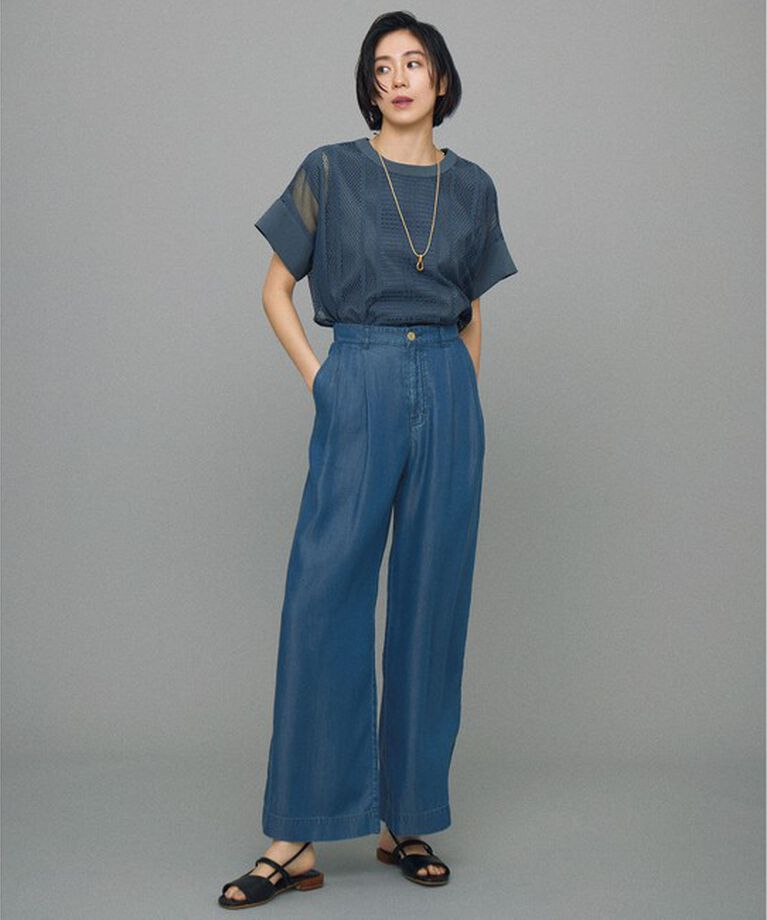 自由区「【カタログ掲載・洗える】レースエッジ Tシャツ&タンクトップセット トップス」|Tシャツ・カットソー|