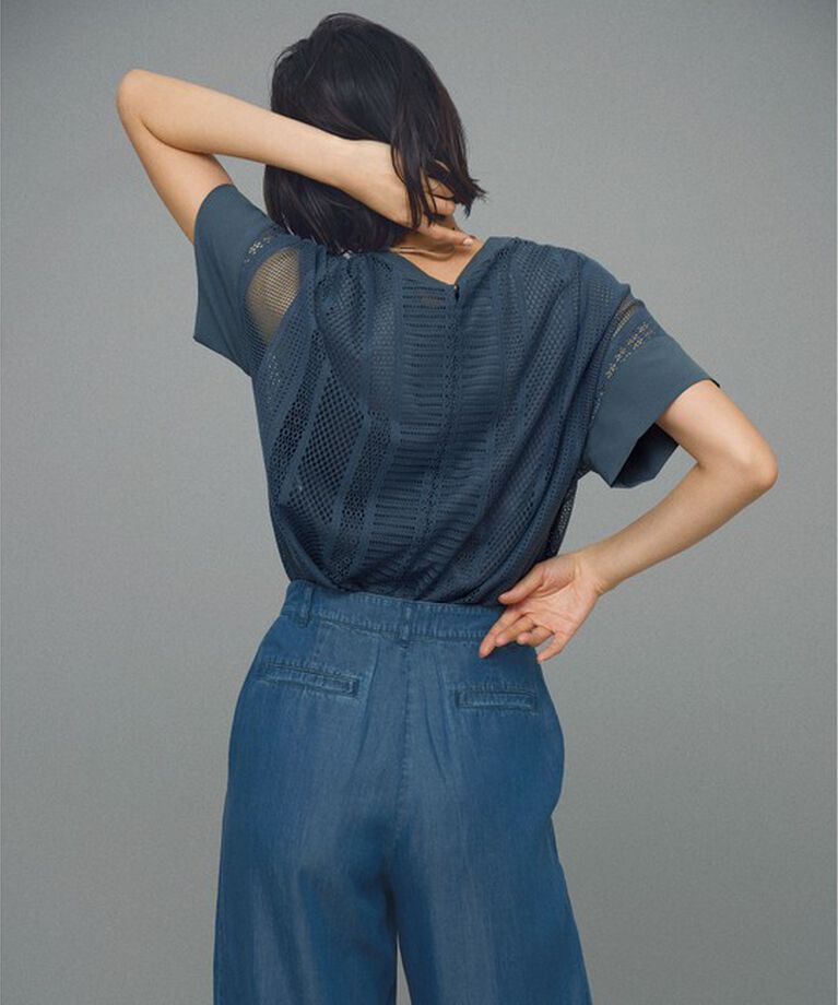 自由区「【カタログ掲載・洗える】レースエッジ Tシャツ&タンクトップセット トップス」|Tシャツ・カットソー|