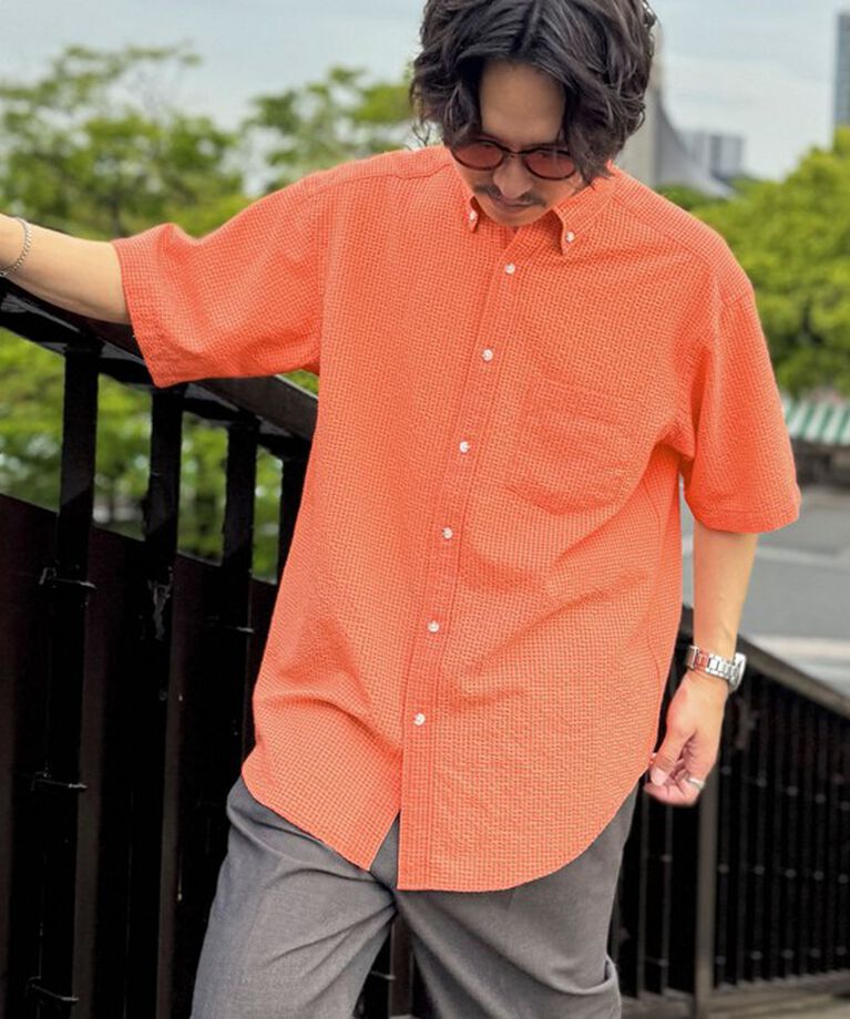 NOLLEY'S goodman「【PrimeFlex DotAir】《吸水速乾》BDシャツ 25SS」|シャツ・ブラウス|オレンジ