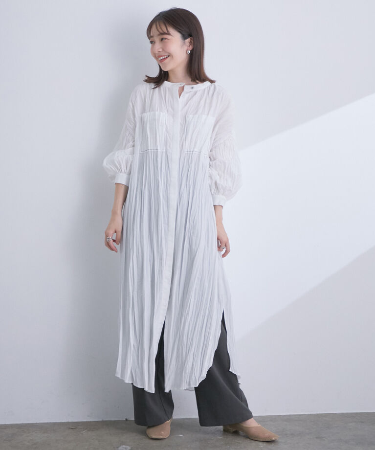 VIS「【高橋愛さんコラボ】ふんわり袖がアクセント。BIGポケット前あきワンピース」|その他|