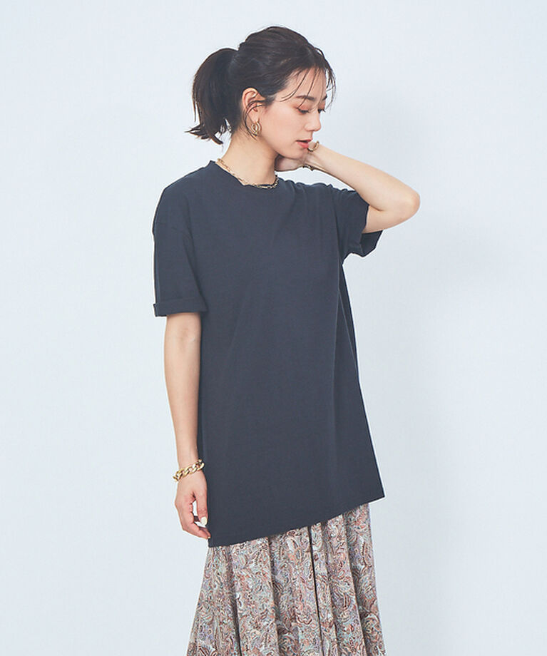 Rouge vif「ピースダイコットンチュニックTシャツ」|Tシャツ・カットソー|ブラック