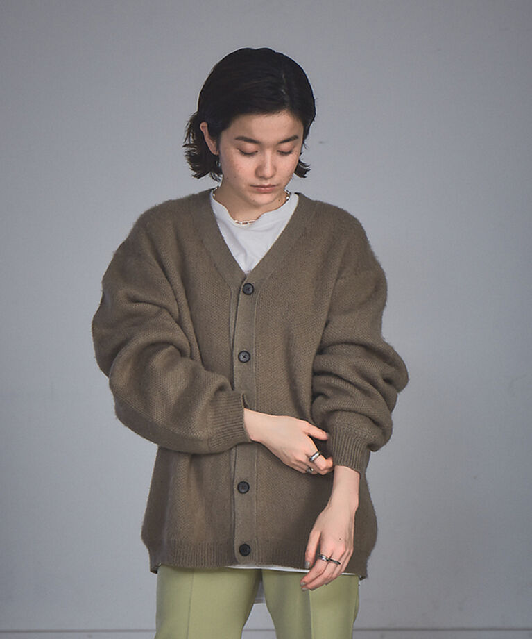 NOMINE「モヘアライク シャギーオーバーサイズ カーディガン レディース」|カーディガン|モカ